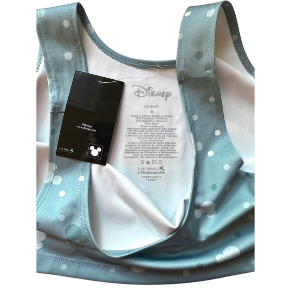 Disney MICKEY MOUSE Women's Cropped Work Out Top Size S Green Printed - Picture 3 of 5